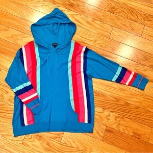 Torrid- Lightweight Hooded Sweater Size 0 Turquoise/Pink